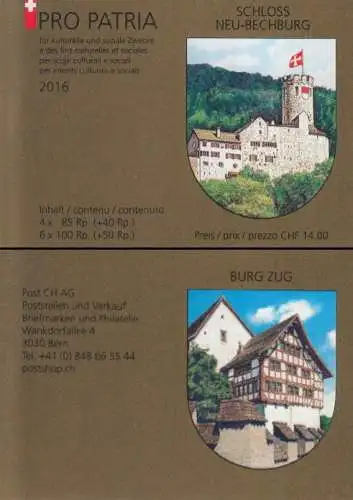 Schweiz MiNr. MH 0-184 Pro Patria, Burg Zug, Schloss Neu-Bechburg