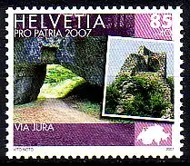 Schweiz Mi.Nr. 2008 Pro Patria, Via Jura, Château de Vorbourg (85+40)