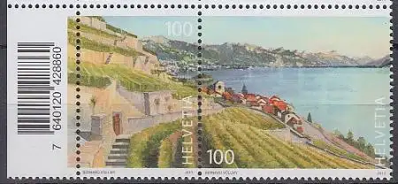 Schweiz Mi.Nr. Zdr. 2221-22 Weinanbaugebiet Lavaux am Genfer See 