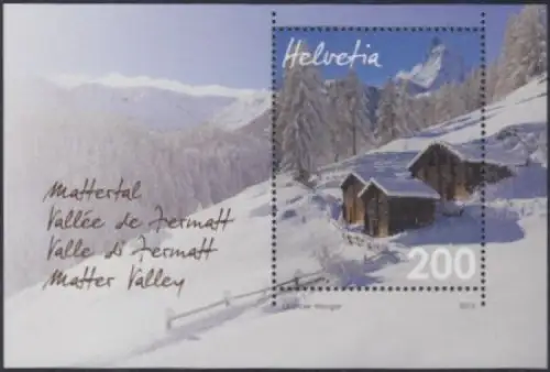 Schweiz Mi.Nr. Block 54 Mattertal im Winter; Matterhorn