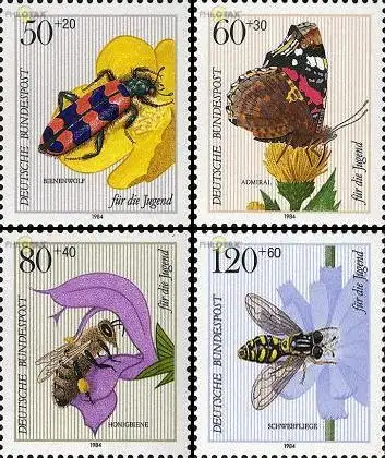 D,Bund Mi.Nr. 1202-1205 Jugend 84 Insekten (4 Werte)