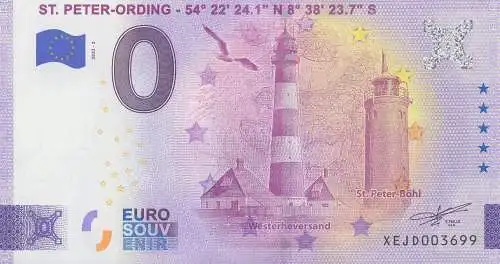 0 - Euro - Souvenir-"Banknote" St. Peter-Ording, Leuchtturm Westerheversand, 