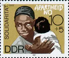 D,DDR Mi.Nr. 3105 Int. Solidarität, Kampf gegen Apartheid (10+5)