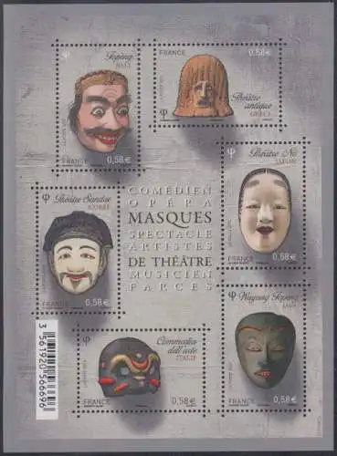 Frankreich MiNr. Block 228 Klassische Theatermasken