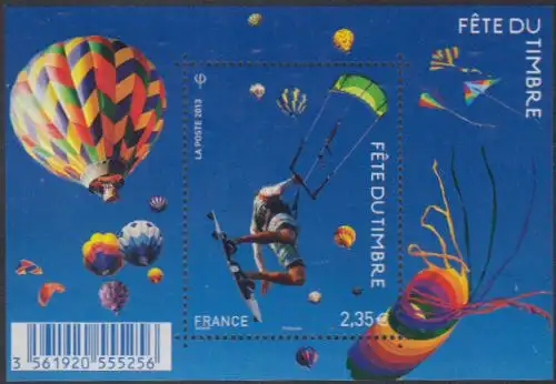 Frankreich MiNr. Block 235 Fest der Briefmarke, Luft, Kitesurfer, Ballons