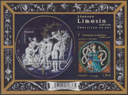 Frankreich MiNr. Block 281 Léonard Limosin, Urteil d.Paris, Eritreische Sibylle