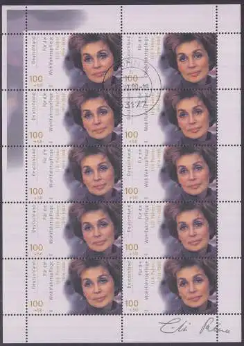 D,Bund Mi.Nr. Klbg. 2143 Wohlfahrt 2000, Filmschausp., Lilli Palmer (m.10x2143)