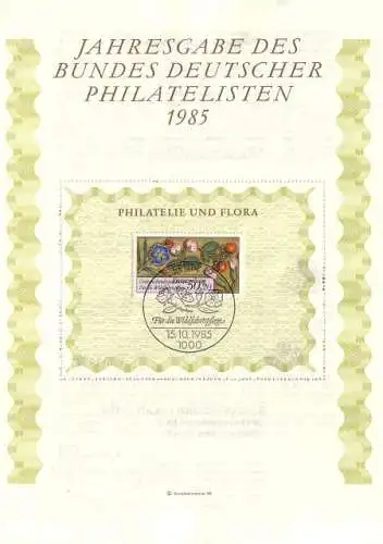 Berlin Jahresgabe 1985 Bund Dt. Philatelisten m.MiNr. 744 Wohlfahrt Miniaturen