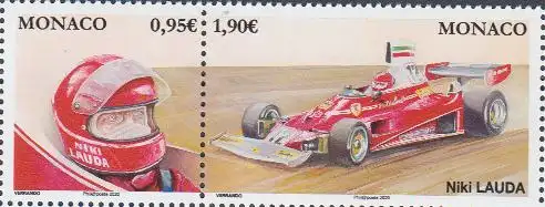 Monaco MiNr. Zdr.3485-3486 Formel-1-Fahrer, Niki Lauda, Ferrari 312 T2