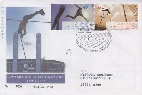 D,Bund Mi.Nr. W 115 Sporthilfe, Leichtathletik-WM Berlin (2727+2729)