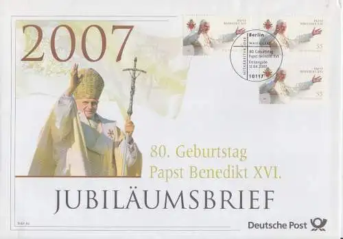 D,Bund Mi.Nr. 2599 80. Geburtstag Papst Benedikt XVI. (Jubiläumsbrief)