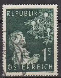 Österreich Mi.Nr. 994 Weihnachten 1953, Mädchen vor Christbaum (1 schw.grün)