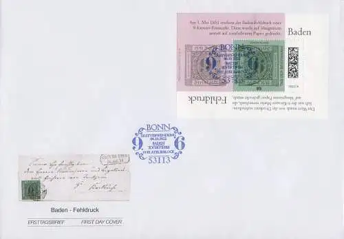 D,Bund Mi.Nr. Block 90 Tag der Briefmarke 2022, Baden Fehldruck