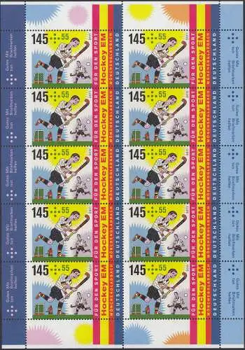 D,Bund Mi.Nr. 2860 Sporthilfe, Hockey EM, Spielszene (145+55)