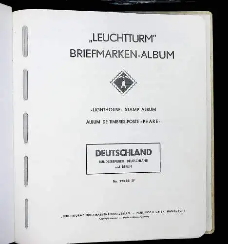 älterer Leuchtturm Klemmbinder m. Vordruckblättern Bund 1949-1970 SF auch Marken