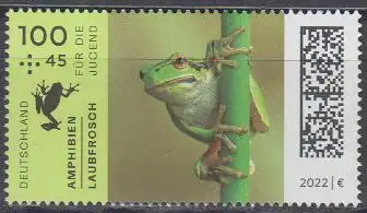 D,Bund Mi.Nr. 3707 Jugend 2022 Amphibien:Europäischer Laubfrosch (100+45)