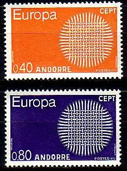 Andorra frz. Mi.Nr. 222-23 Europa 70, Flechtwerk als Sonnensymbol (2 Werte)