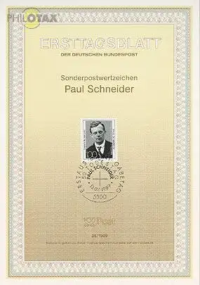 D,Bund Mi.Nr. 25/89 Paul Schneider (Marke MiNr.1431)