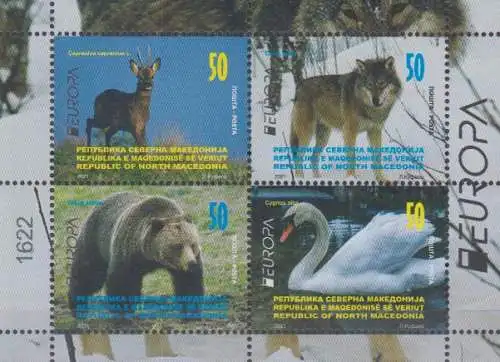 Nordmazedonien MiNr. 953-956 Europa 2021 Gefährdete Wildtiere (H-Blatt 6)