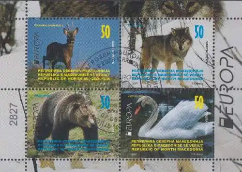 Nordmazedonien MiNr. 953-956 Europa 2021 Gefährdete Wildtiere (H-Blatt 6)