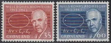 Grönland Mi.Nr. 62-63 50Jahre Bohrsches Atommodell, Niels Bohr (2 Werte)