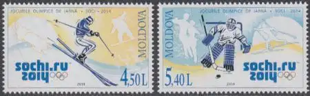 Moldawien Mi.Nr. 861-62 Olympia 2014 Sotschi, Ski, Eishockey (2 Werte)