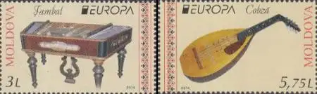 Moldawien Mi.Nr. 863-64 Europa 14, Volksmusikinstrumente (2 Werte)