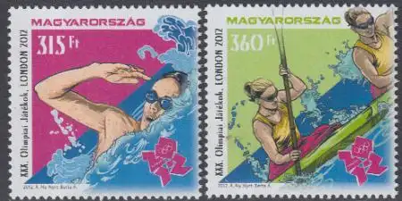 Ungarn Mi.Nr. 5574-75 Olympia 2012 London, Schwimmen und Kajak (2 Werte)