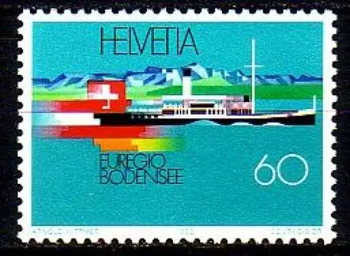 Schweiz Mi.Nr. 1501 Euregio Bodensee, Raddampfer Hohentwiel + Flaggen (60)