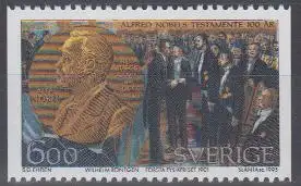 Schweden Mi.Nr. 1920 100Jahre Alfred-Nobel-Testament, Verleihung an W. C. Röntgen