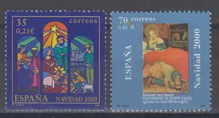 Spanien Mi.Nr. 3602-3603 Weihnachten 2000 (2 Werte)