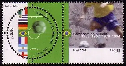 Brasilien Mi.Nr. Zdr.3226-27 Fussballweltmeister