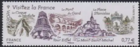 Frankreich Mi.Nr. 5349 Europa, Besuche, u.a. Eiffelturm, Pont du Gard (0,77)