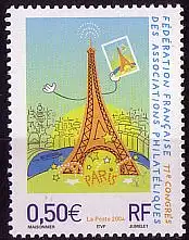 Frankreich Mi.Nr. 3829 Eiffelturm hält Briefmarke in der Hand (0,50)