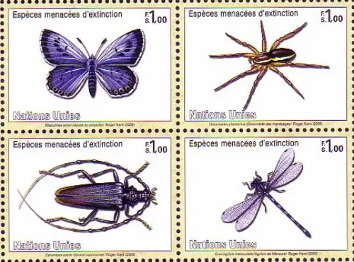 UNO Genf Mi.Nr. Zdr.640-43 Gefährdete Arten, Insekten und Spinnentiere