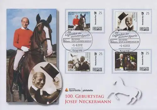 100. Geb. Josef Neckermann 5.6.2012 (4 Marken Individuell skl.)