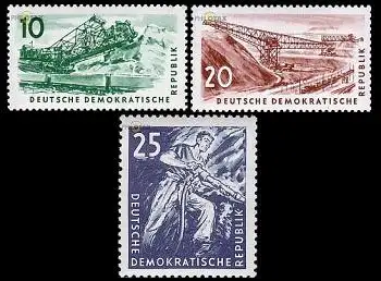 D,DDR Mi.Nr. 569-71 Förderung Kohlenbergbau (3 Werte)