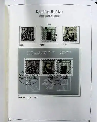 Vordruckblätter Bund mit Marken aus 1976-1995 (gest.) im Schraubbinder