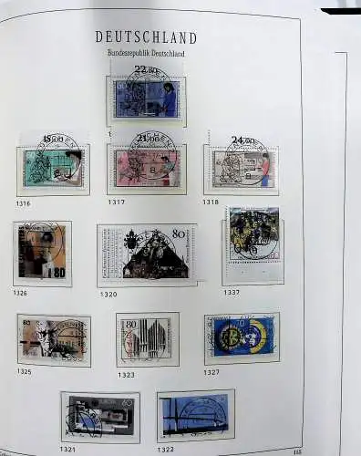 Vordruckblätter Bund mit Marken aus 1976-1995 (gest.) im Schraubbinder