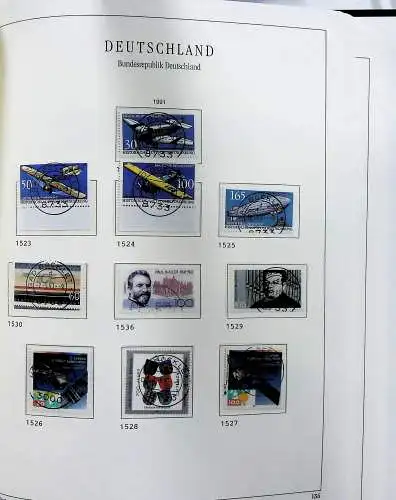 Vordruckblätter Bund mit Marken aus 1976-1995 (gest.) im Schraubbinder