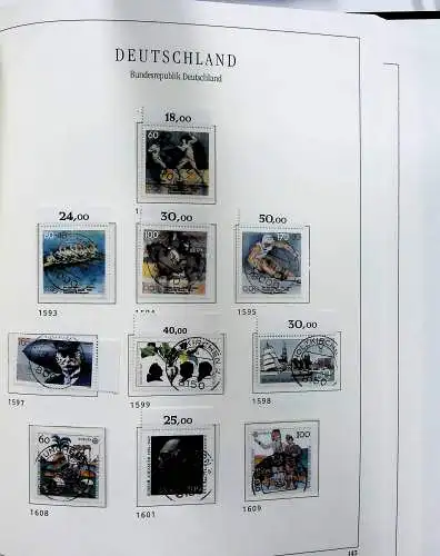 Vordruckblätter Bund mit Marken aus 1976-1995 (gest.) im Schraubbinder