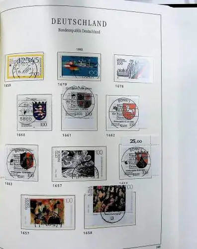 Vordruckblätter Bund mit Marken aus 1976-1995 (gest.) im Schraubbinder