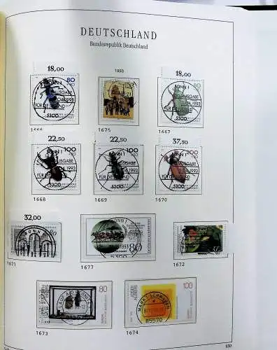 Vordruckblätter Bund mit Marken aus 1976-1995 (gest.) im Schraubbinder