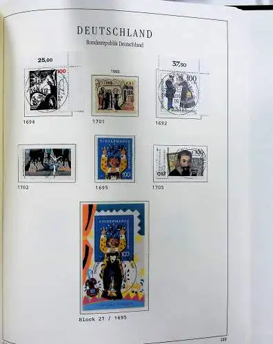 Vordruckblätter Bund mit Marken aus 1976-1995 (gest.) im Schraubbinder
