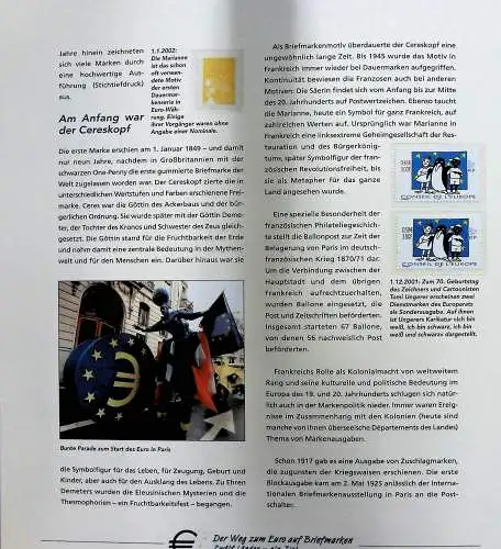 "Der Weg zum Euro auf Briefmarken", Sammlung der Deutschen Post 