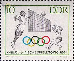 D,DDR Mi.Nr. 1034 Olympia 1964, Volleyballspielerinnen (10)