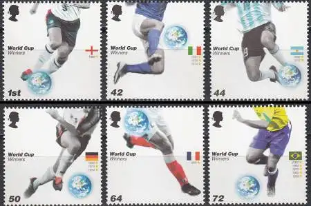 Großbritannien Mi.Nr. 2408-2413 Fußball-WM, Deutschland, Weltmeister (6 Werte)