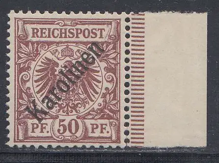 Deutsche Kolonien, Karolinen, MiNr 6I,  "Krone/Adler", geprüft