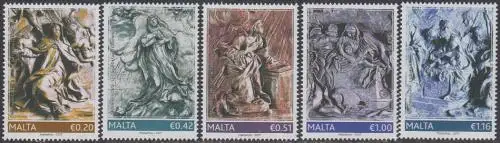 Malta MiNr. 1980-84 Melchiorre Cafà, Wachsreliefs (5 Werte)