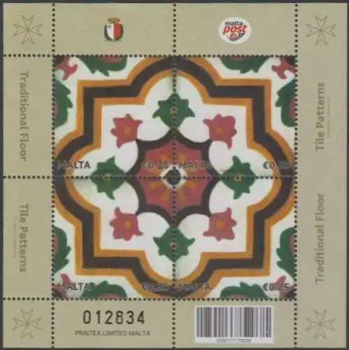 Malta MiNr. Block 73 Trad.Fliesenmuster, Fliesen m.floralem und geom.Muster